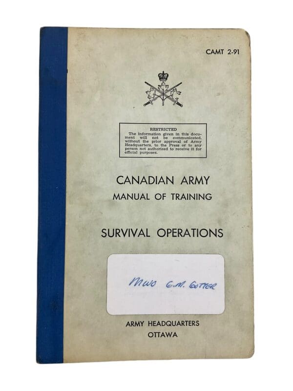 Canadian Forces Survival Operations 1961 Training Manual