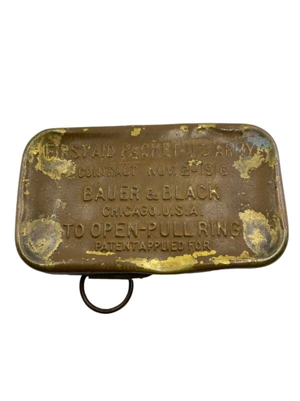 WW1 US AEF First Aid Pouch Unit Marked With First Aid Packet Dated 1917 - Image 5