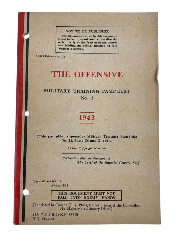 WW2 Canadian Army The Offensive 1943 Training Manual