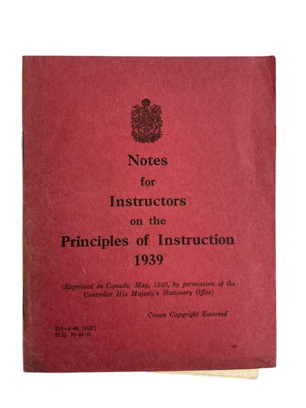 WW2 Canadian Army Principles Of Instruction 1939 Training Manual