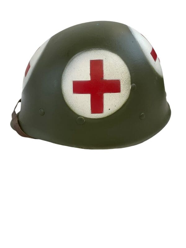 WW2 US Army Helmet Liner M.S.A With Early Flat Green Buckle Strap Outside REPAINTED - Image 8