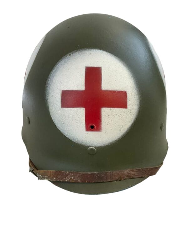 WW2 US Army Helmet Liner M.S.A With Early Flat Green Buckle Strap Outside REPAINTED - Image 5