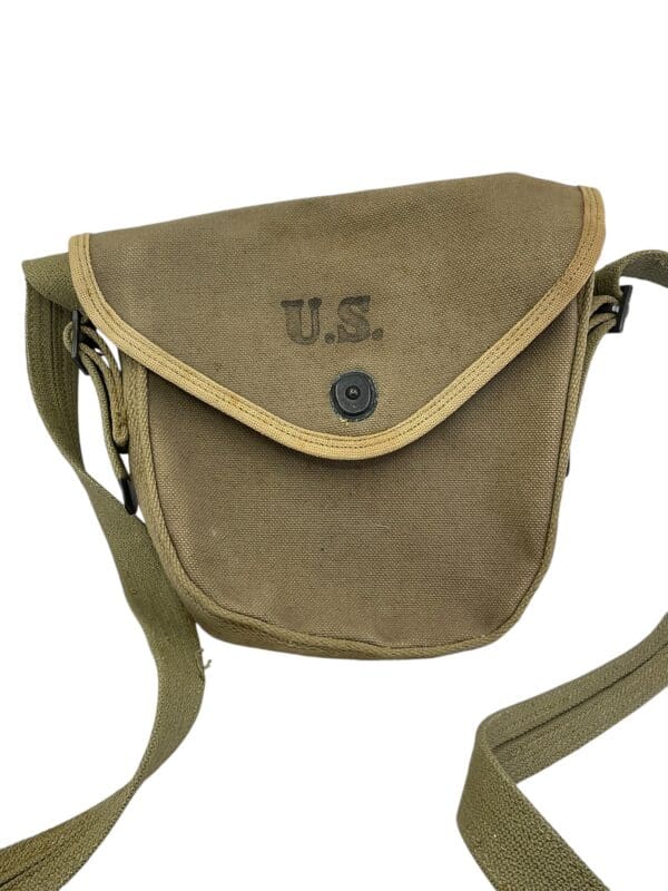 WW2 US M1928a1 Thompson SMG Drum Mag Pouch Maker Marked With Strap Unissued - Image 5