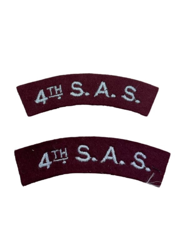 British 4th SAS Special Air Service Shoulder Titles Insignia Pair