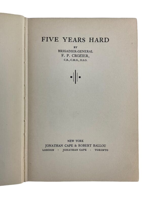 British Boer War Five Years Hard Brigadier General Crozier HC Reference Book