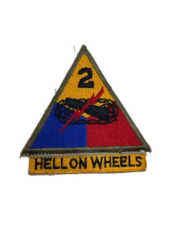 WW2 US Army 2nd Armored Division Patch With Added "HELL ON WHEELS" Shoulder Sleeve Insignia SSI