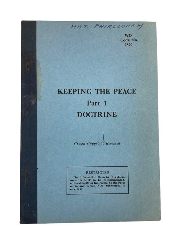 Canadian Forces British Keeping The Peace Part 1 1963 Training Manual