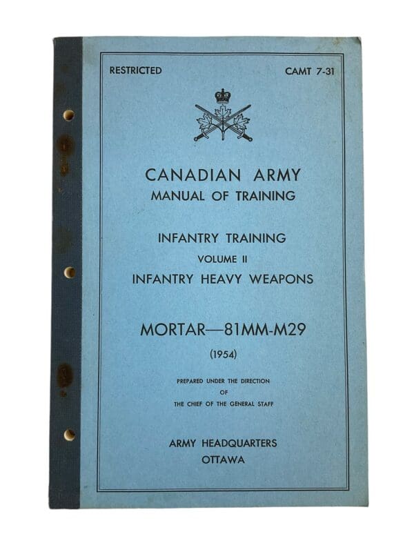 Canadian Forces Mortar 81mm M29 Volume 2 1954 Training Manual