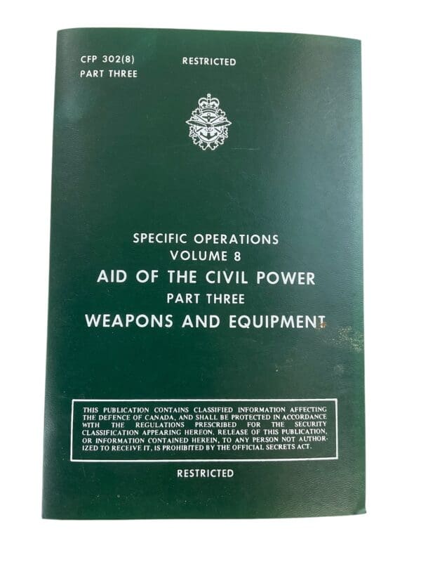 Canadian Forces Specific Operations Volume 8 Part 3 1976 Training Manual