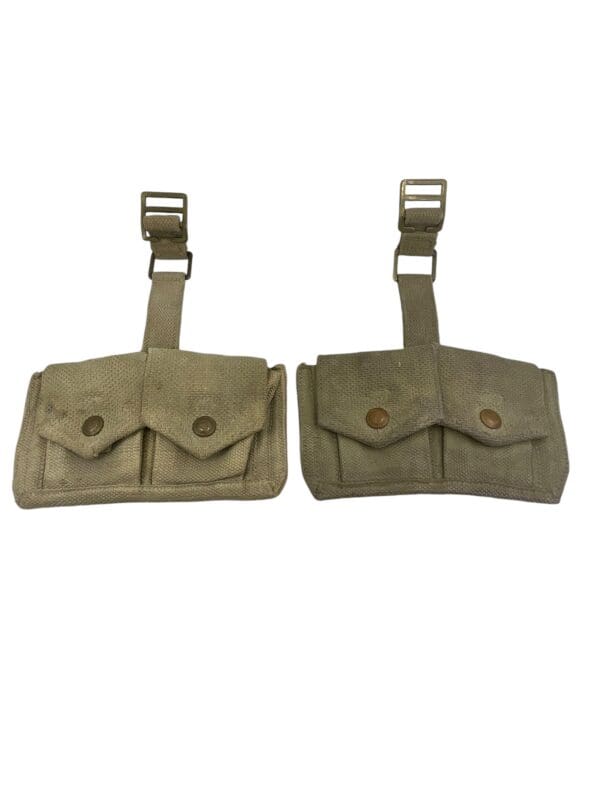 WW2 Canadian P37 Ammo Pouches Pair 1941 Dated C Broad Arrowed