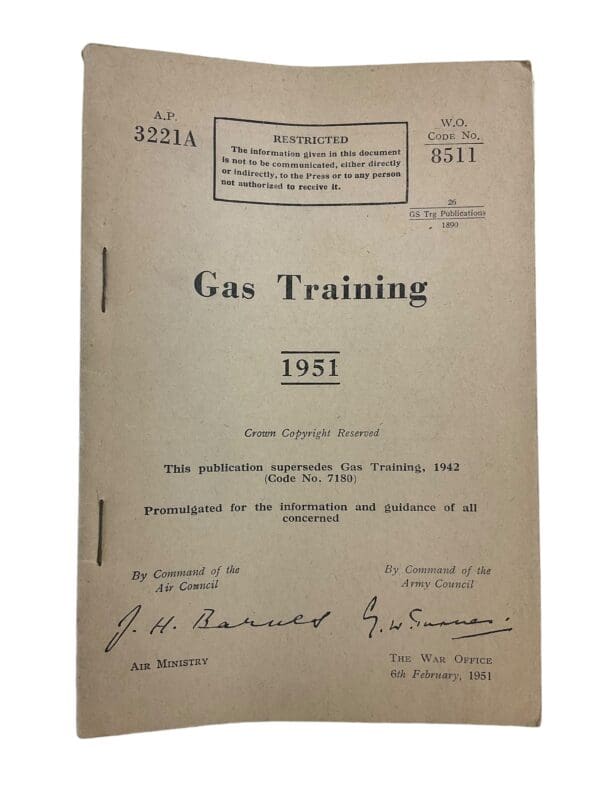 Canadian Forces British Gas Training 1951 Training Manual