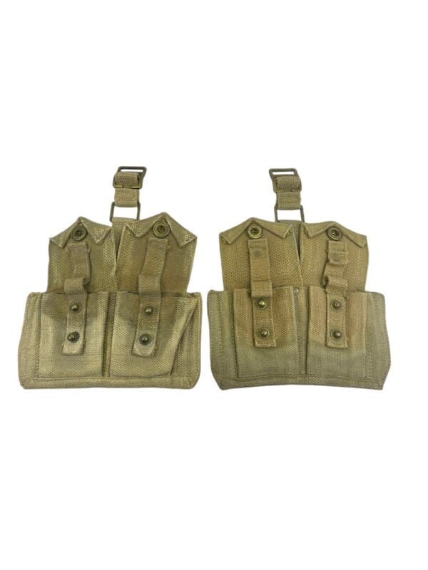 WW2 Canadian P37 Ammo Pouches Pair 1941 Dated C Broad Arrowed