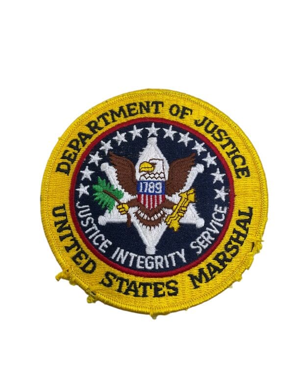 US Department of Justice United States Marshal Yellow Patch