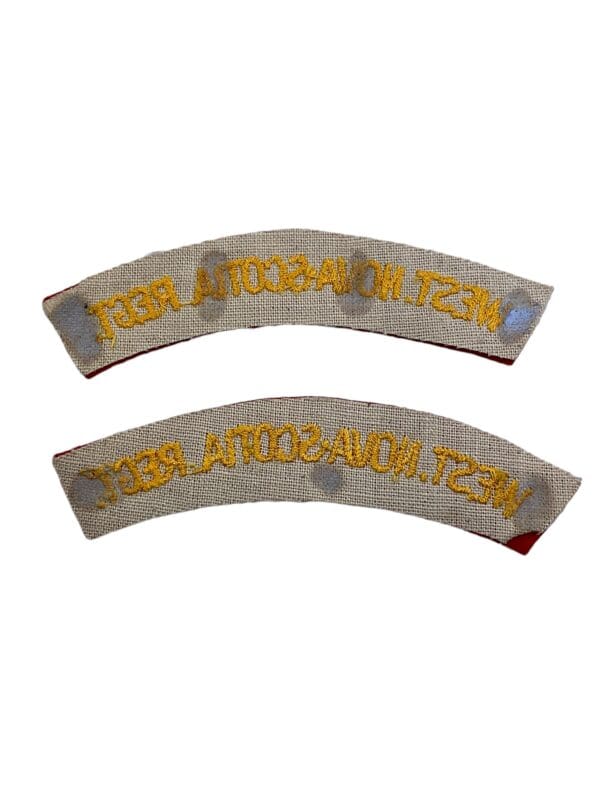 WW2 Canadian West Nova Scotia Regiment Shoulder Titles Pair British Made