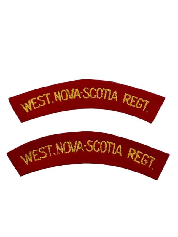 WW2 Canadian West Nova Scotia Regiment Shoulder Titles Pair British Made