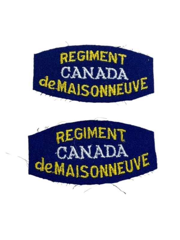 Canadian Regiment de Maisonneuve Shoulder Title Insignia Pair