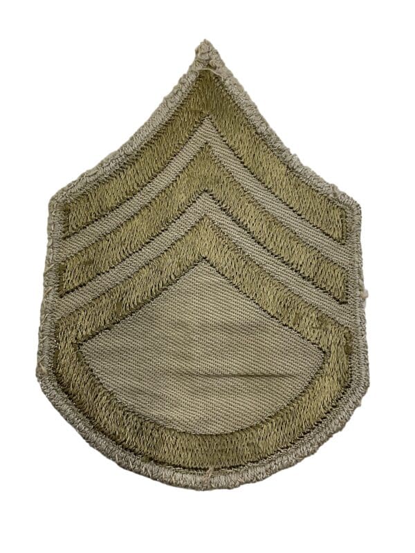 WW2 US Army Staff Sergeant Rank Sleeve Insignia Khaki Woven Single