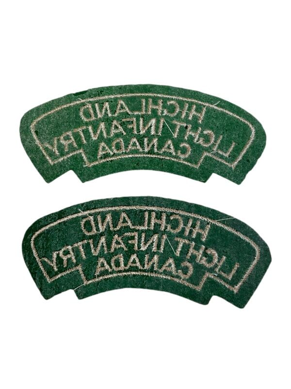 WW2 Canadian Highland Light Infantry Starch Back British Made Shoulder Titles Insignia Pair