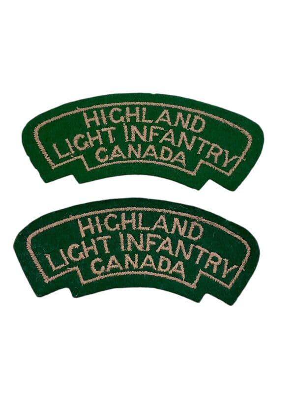 WW2 Canadian Highland Light Infantry Starch Back British Made Shoulder Titles Insignia Pair