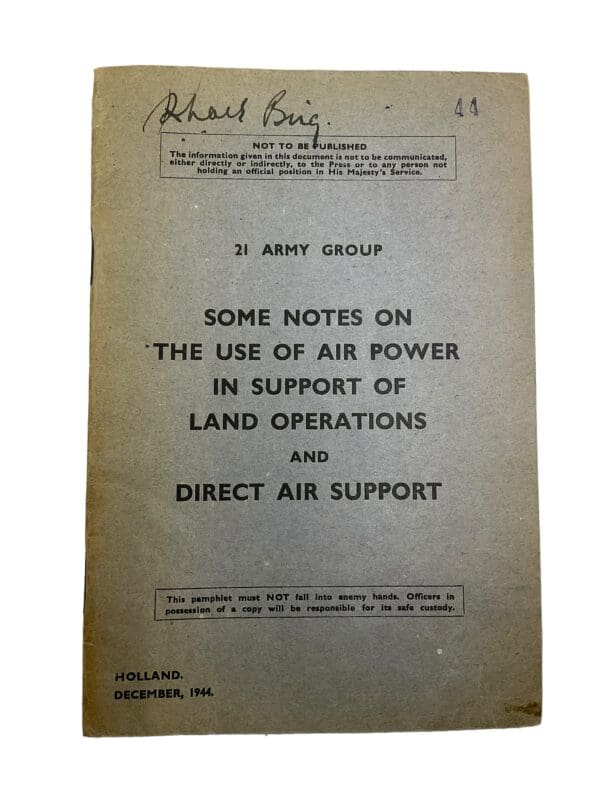 WW2 British The Use of Air Power in Support of Land Operations and Direct Air Support Softcover Reference Book