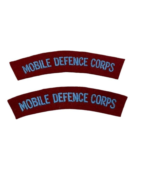 British Mobile Defence Corps Shoulder Titles Insignia Pair