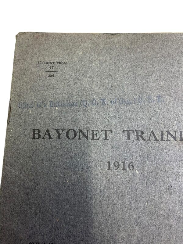 WW1 Canadian CEF Bayonet Training 1916 Reference Manual