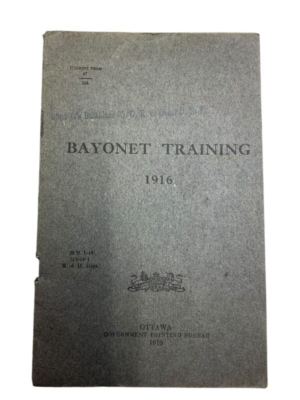 WW1 Canadian CEF Bayonet Training 1916 Reference Manual