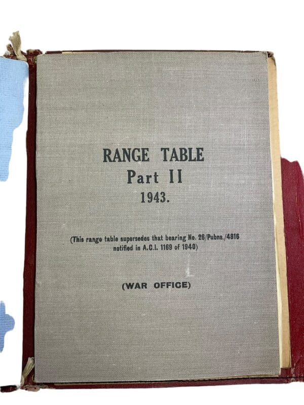 WW2 Canadian 25 Pounder Artillery Range Tables - Image 3