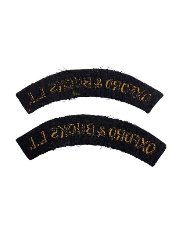 British Oxford and Bucks Light Infantry Shoulder Title Insignia Pair