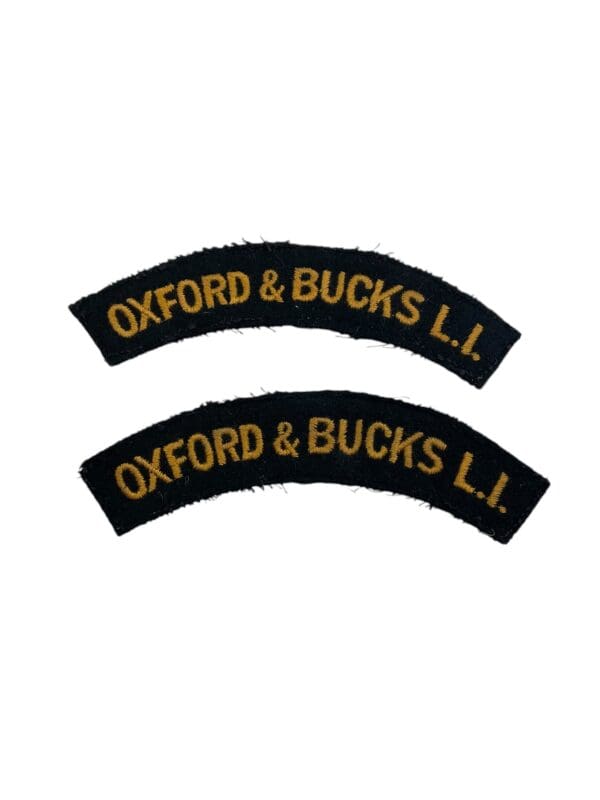 British Oxford and Bucks Light Infantry Shoulder Title Insignia Pair