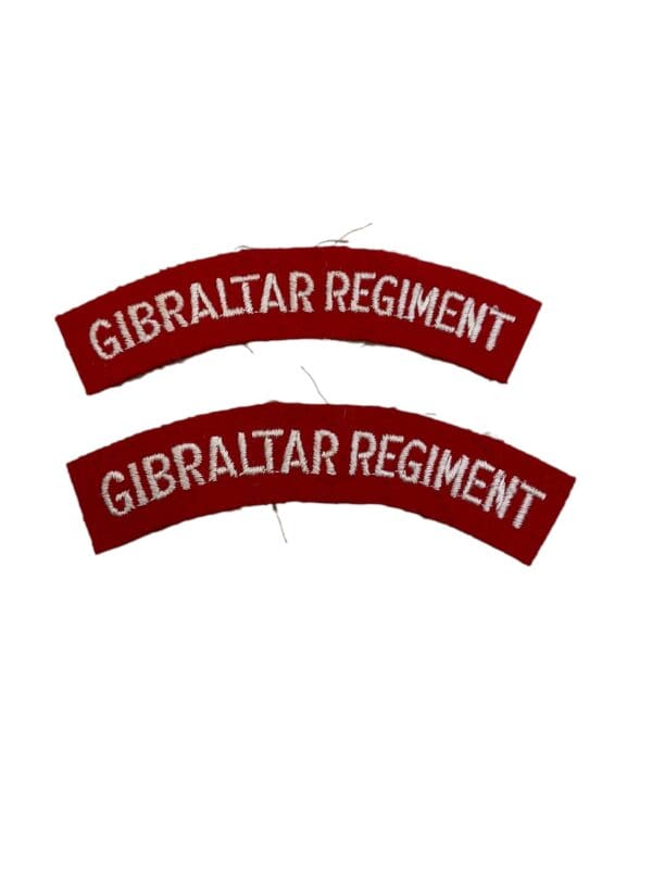 British Gibraltar Regiment Shoulder Titles Insignia Pair