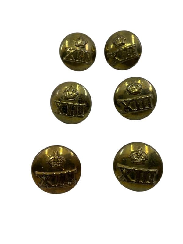 WW2 Canadian 13th Royal Hamilton Light Infantry RHLI Medium Size Officers Buttons X 6