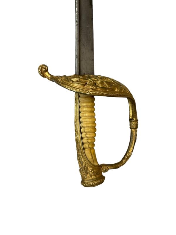 French Napoleonic Navy Officers Sword with Scabbard Bone Handle 26 Inch Blade - Image 22