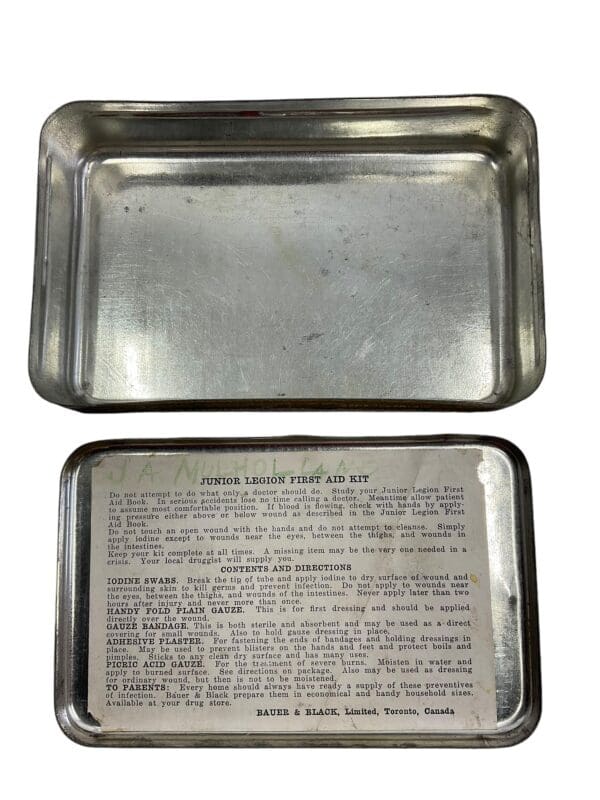 WW2 Canadian First Aid Kit Junior Legion Bauer and Black Empty