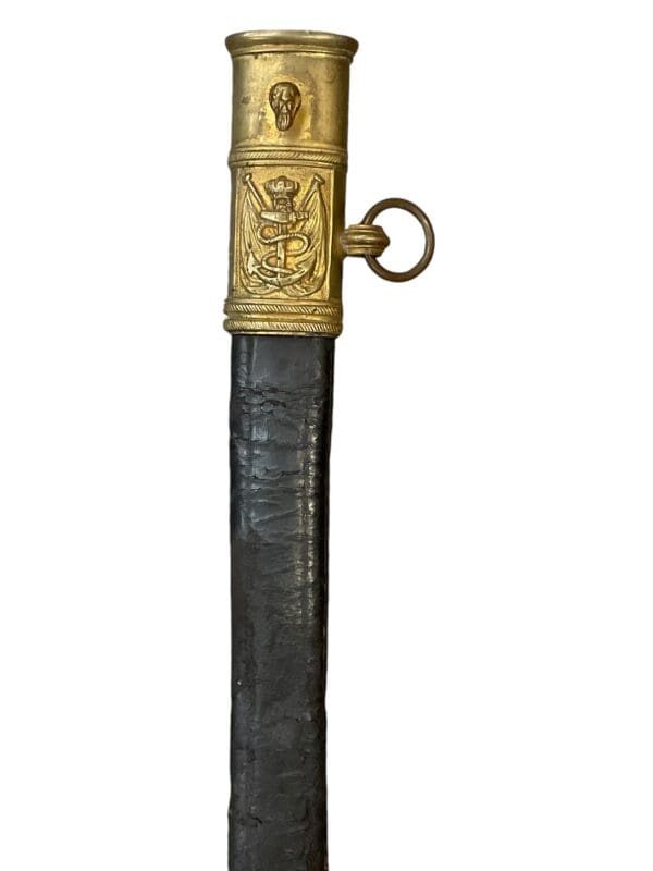 French Napoleonic Navy Officers Sword with Scabbard Bone Handle 26 Inch Blade - Image 9