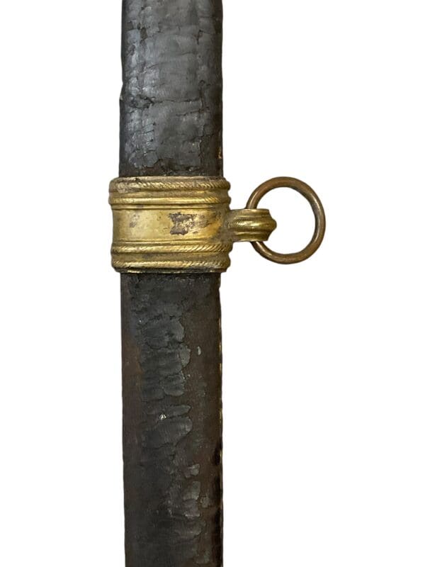 French Napoleonic Navy Officers Sword with Scabbard Bone Handle 26 Inch Blade - Image 5