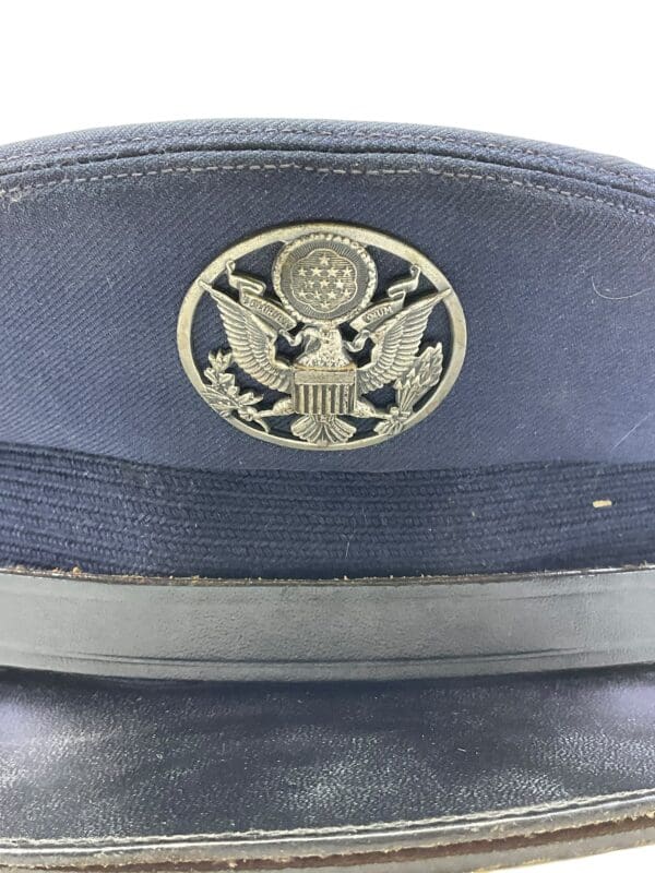 US USAF Blue Peak Cap Hat Named Unit Marked Size 7