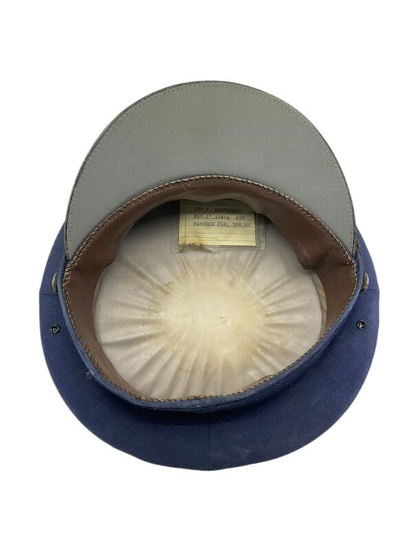 US USAF Blue Peak Cap Hat Named Unit Marked Size 7 - Image 6