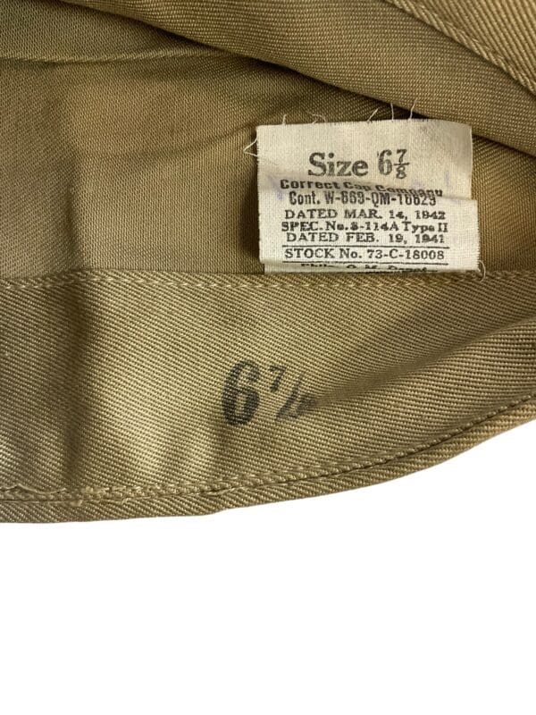 US Army Signal Corps Khaki Garrison Cap Size 6 7/8 - Image 5