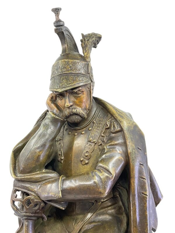 French Napoleonic Bronze Cuirassier Statue Waterloo Théodore Gechter 13.5 Inches - Image 14