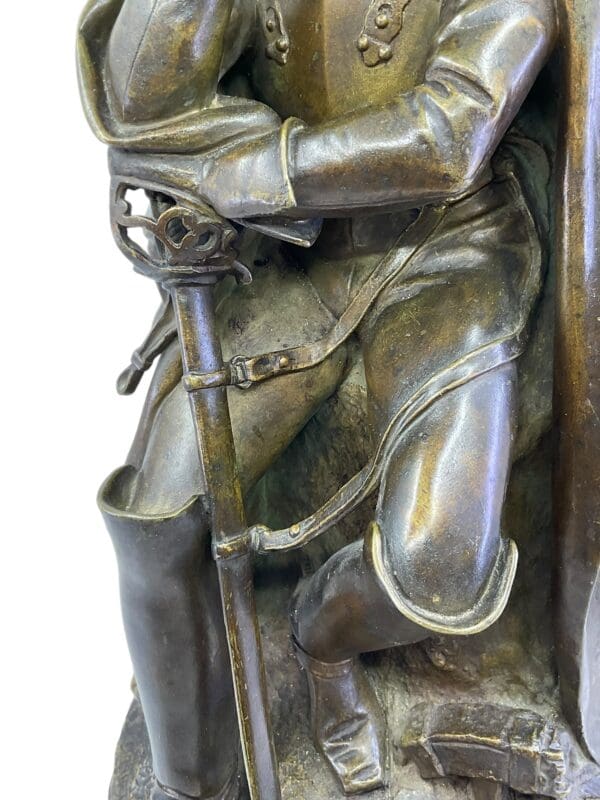 French Napoleonic Bronze Cuirassier Statue Waterloo Théodore Gechter 13.5 Inches - Image 12