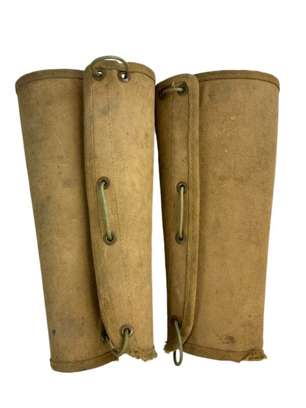 WW1 US AEF Canvas Covered Leather Leggings Size 3