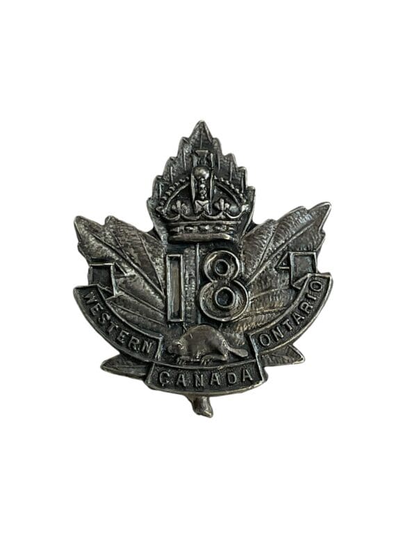 WW1 Canadian CEF 18th Battalion Sterling Silver Lapel Pin Badge