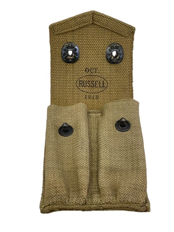 WW1 US AEF M1911 Pistol Magazine Pouch Marked Russell 1918 - Image 2