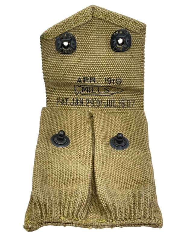 WW1 US AEF M1911 Pistol Magazine Pouch Marked Mills 1918 - Image 4