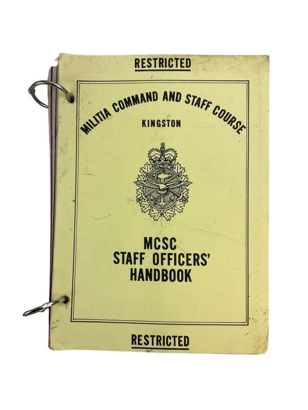 Canadian Forces Militia Command and Staff Course Kingston MCSC Staff Officers Used Softcover Reference Book