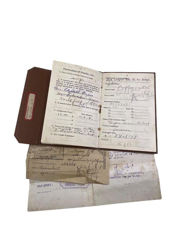 WW1 Canadian CEF 2nd Depot Btn Active Service Pay Book Named - Image 6