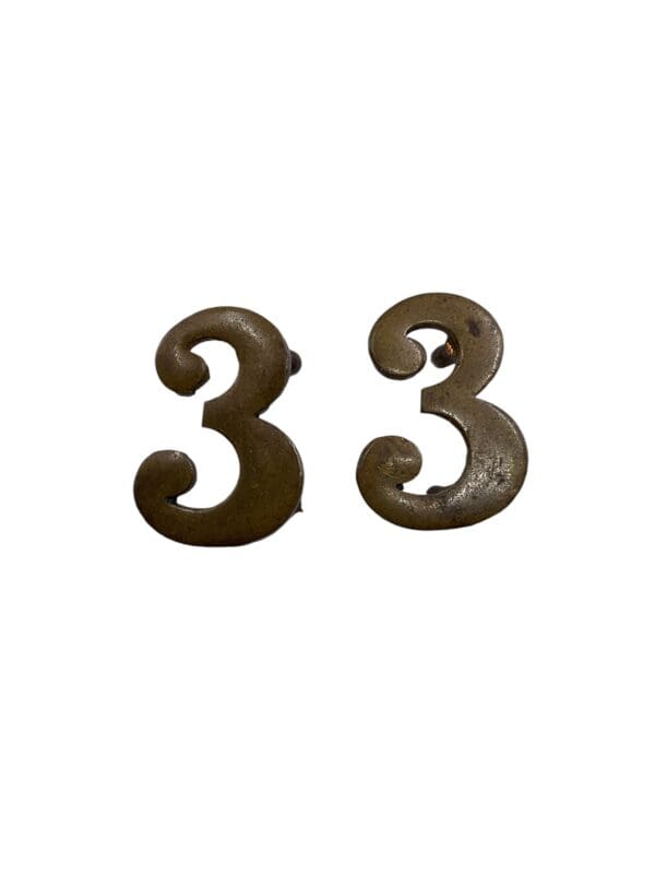 Canadian Militia 33rd Huron Infantry Shoulder Numbers Pair