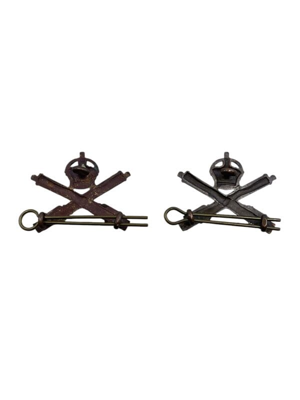 WW1 British BEF Machine Gun Corps MGC Bronze Officers Collars Insignia Pair - Image 2