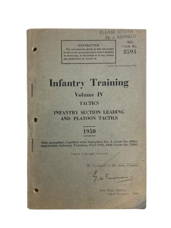 British Army Infantry Training Vol 4 Tactics 1950 Used Softcover Reference Book